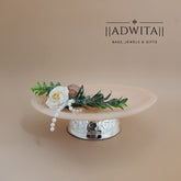 Resin Cake Stand with Silver Embossed Leg